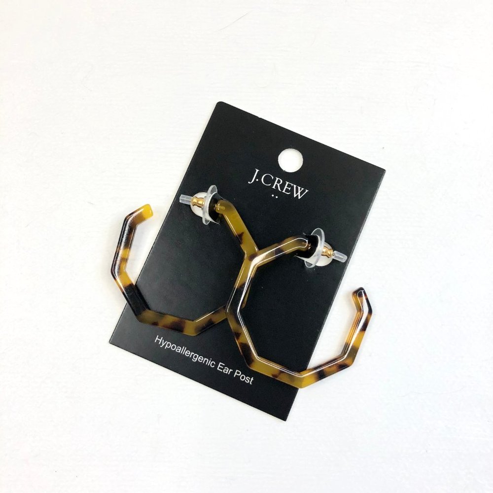 ✨NWT ✨ J.CREW TORTOISE HEXAGON HOOP EARRINGS